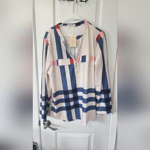 XL moyabo red nude and navy womens top